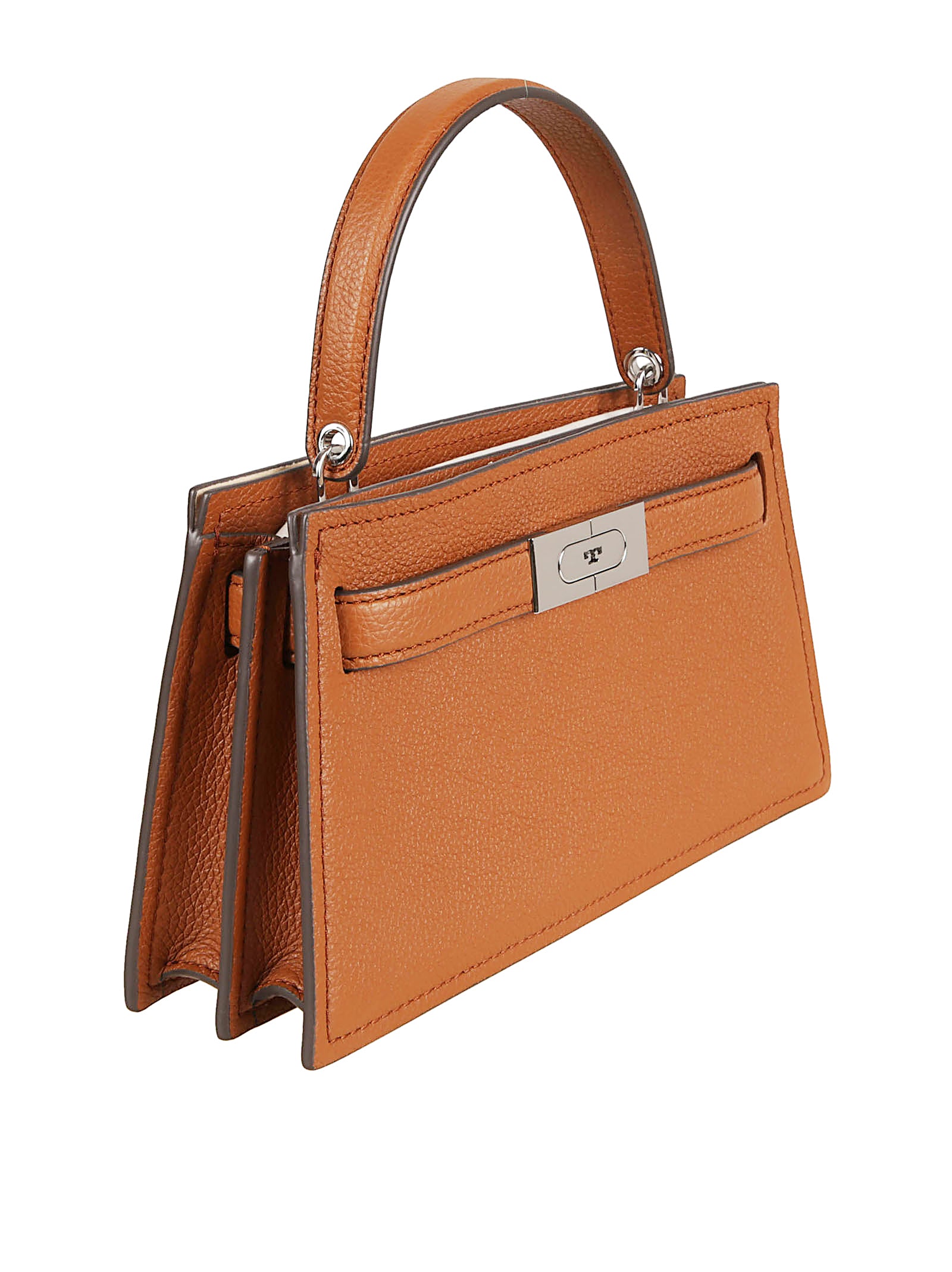 Trapezoidal Leather and Suede Handbag