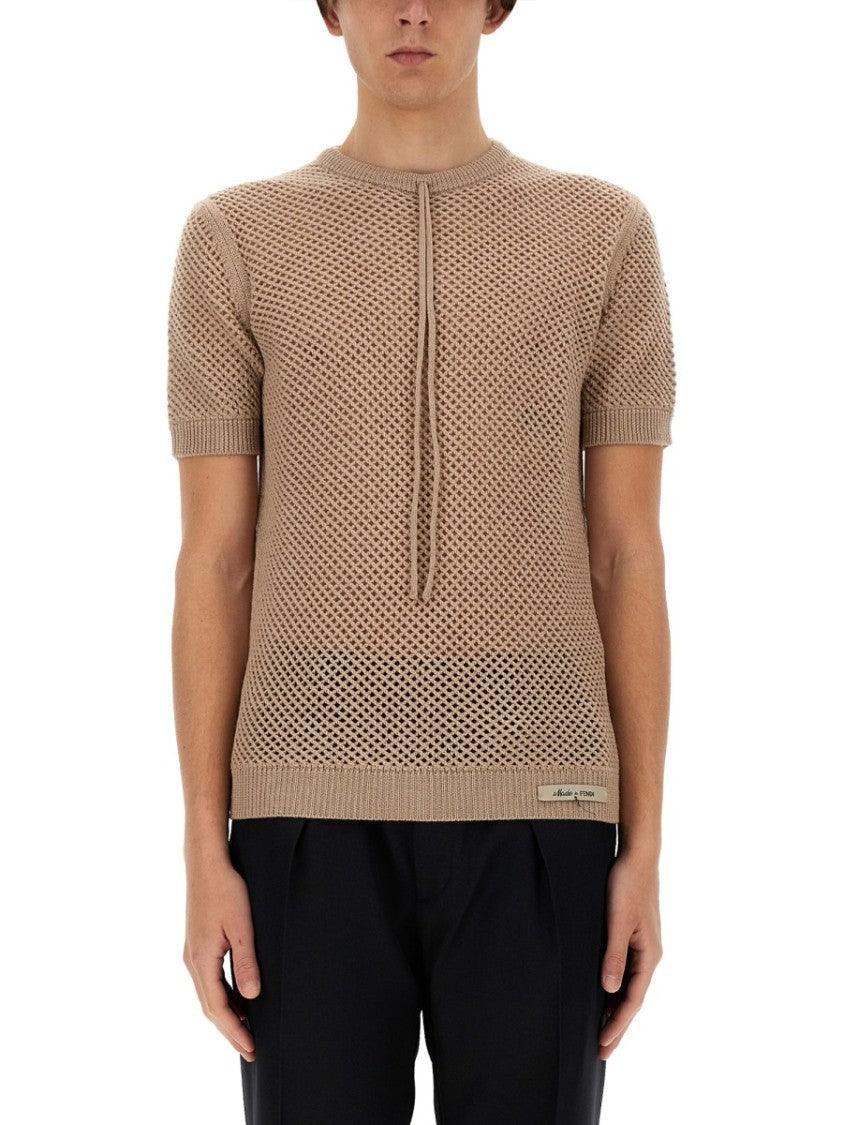 Open-Knit Wool Jersey Top