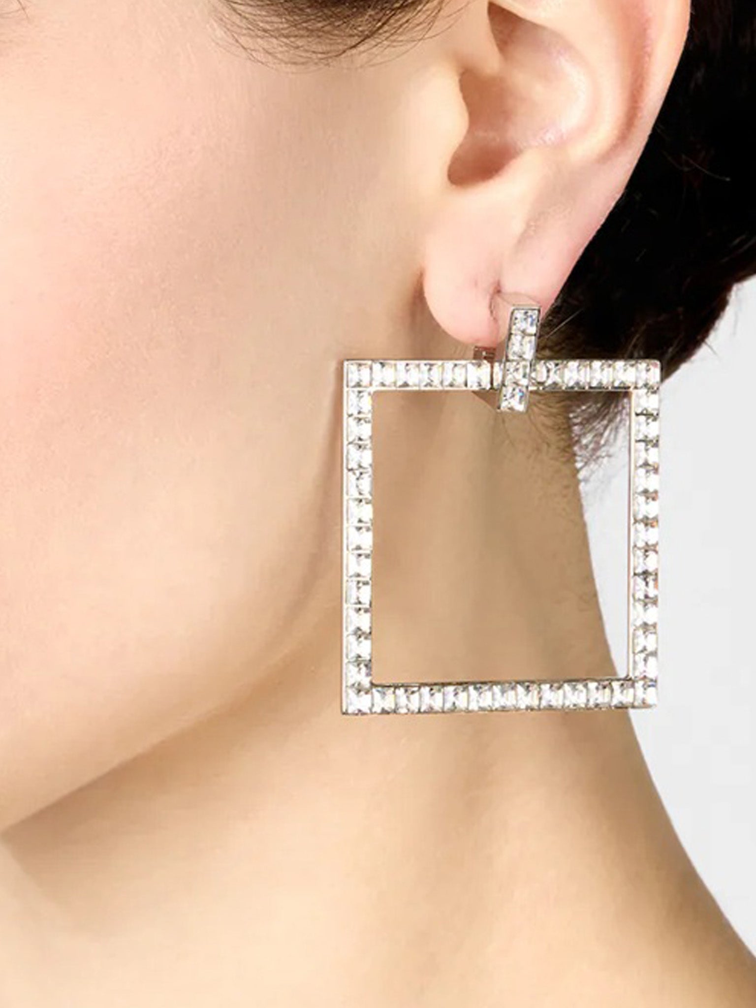 Square-Shaped Silver Earrings