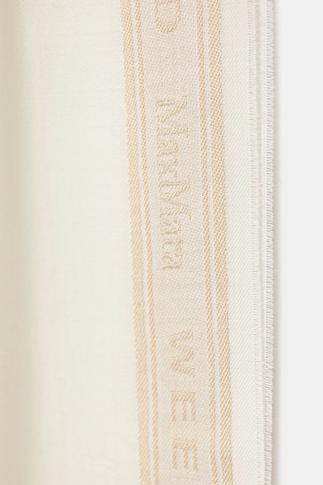 Long Creamy Scarf with Subtle Beige Borders