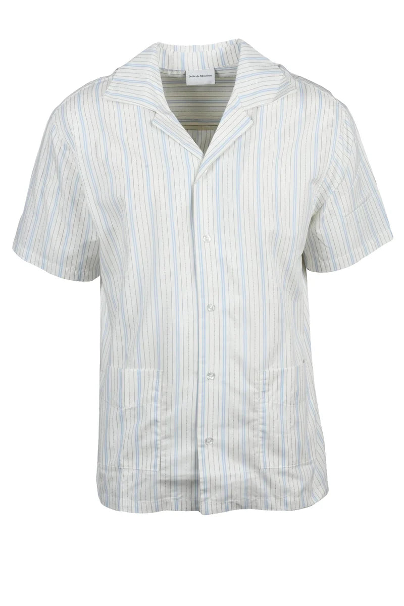 Cotton Shirt - White/Light Blue