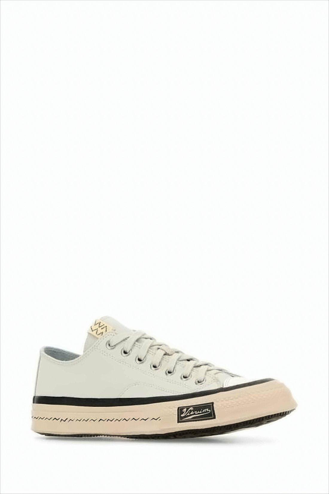 Canvas Low-Top Sneakers with Zigzag Stitch Detail