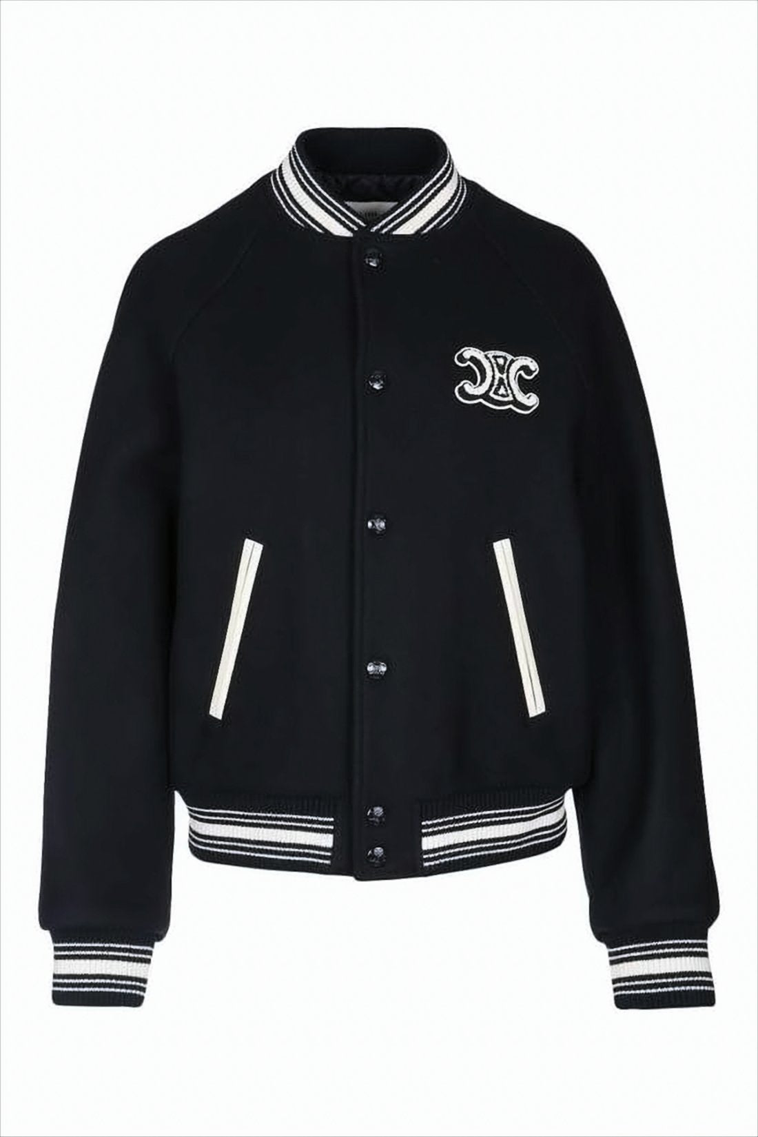 Cropped Varsity-Style Wool Jacket