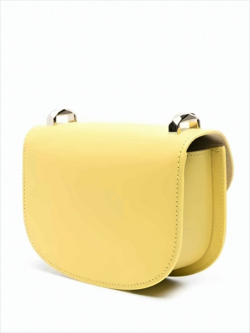 Structured Yellow Leather Crossbody Bag