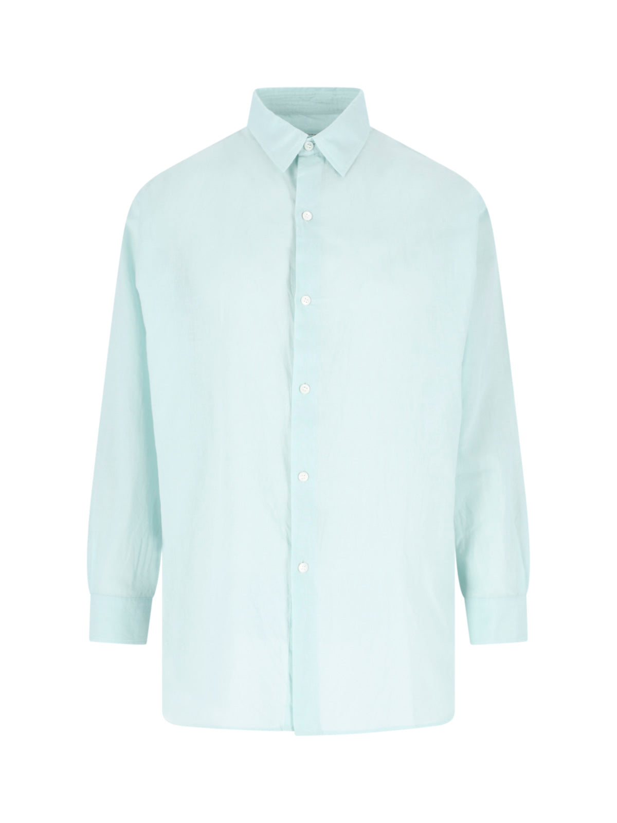 Green Long-Sleeved Classic Collar Cotton Shirt