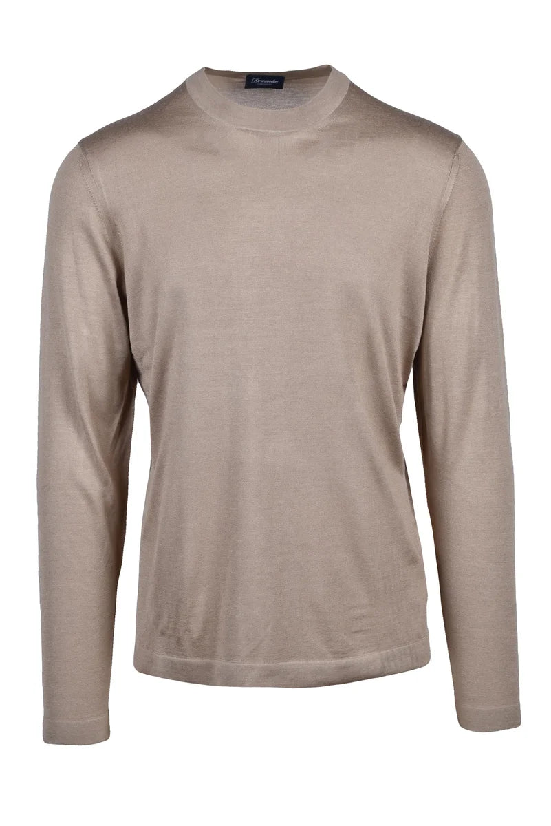 Silk Crew Neck Sweater - Beige