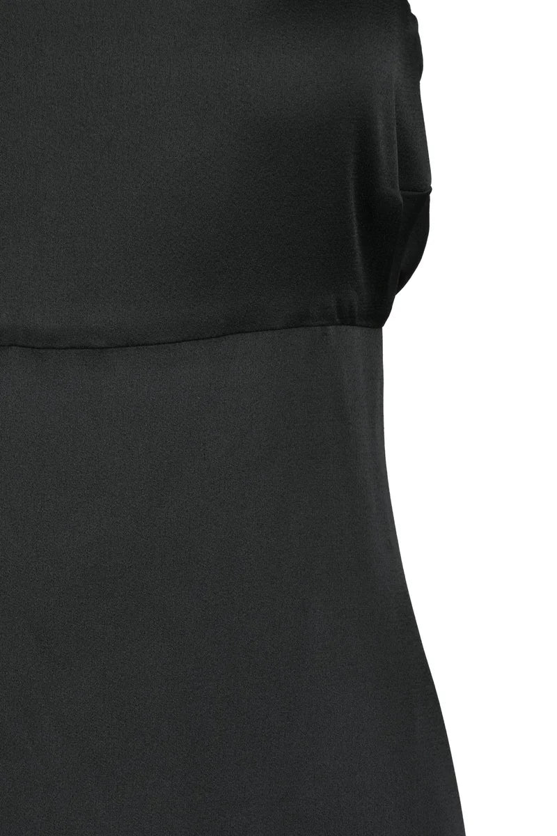 Dede Flared Satin Dress - Black