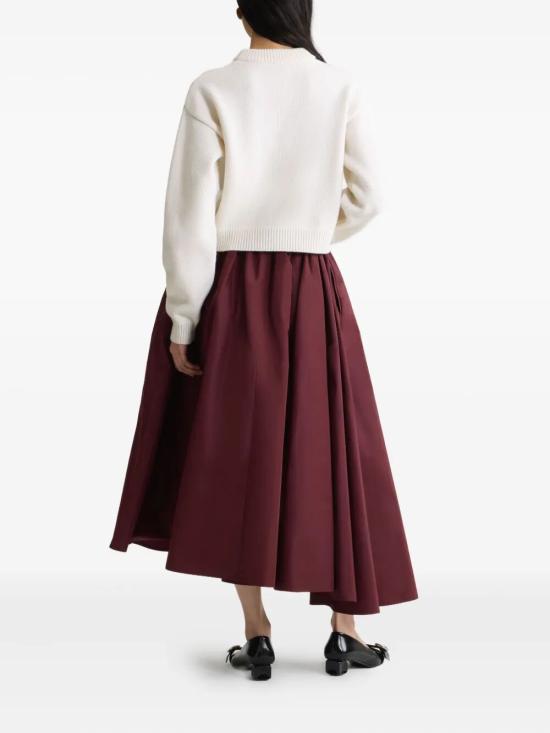 Cropped Knit Sweater with Ribbed Detailing