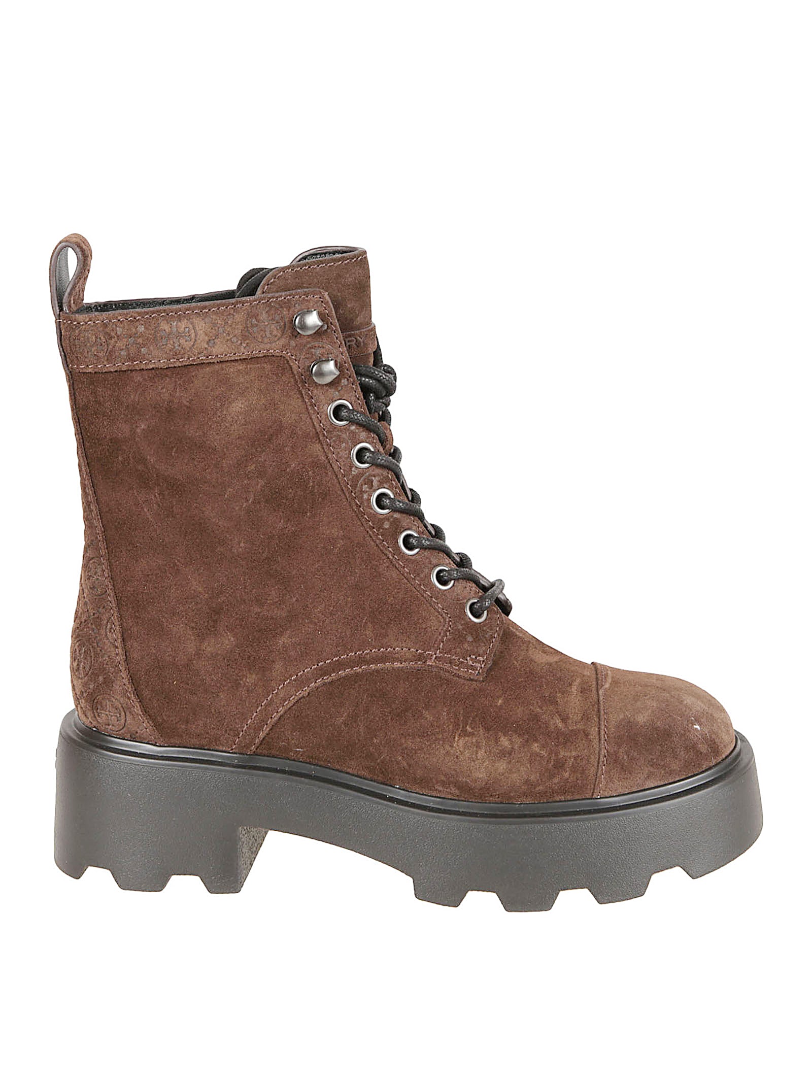 Suede Combat Boots With T Monogram