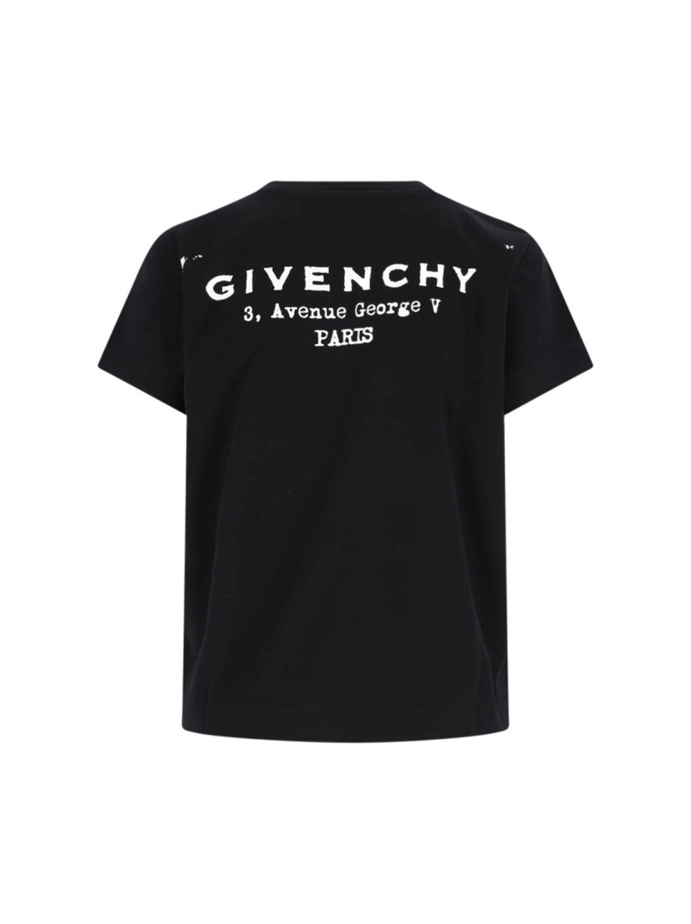 Black Cotton T-Shirt With Contrasting Logo Prints