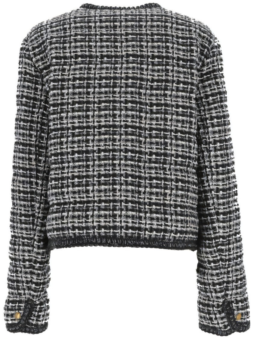 Cropped Black/White Textured TweedJacket
