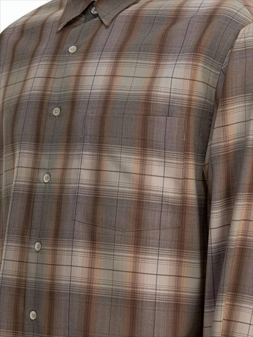 Plaid Wool Long-Sleeve Shirt