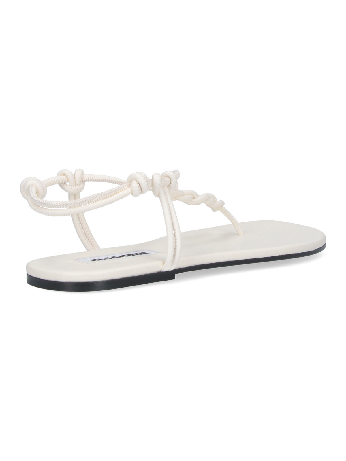 White Tangle Braided Leather Thong Sandals