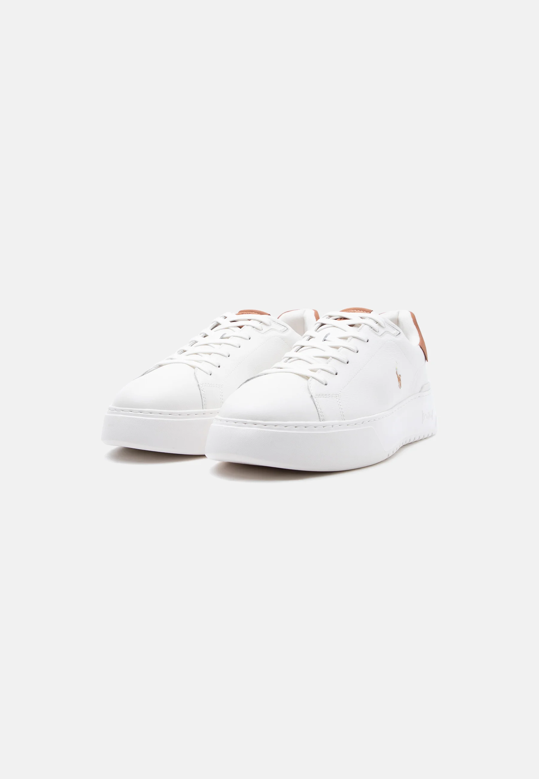 White Leather Low-Top Sneakers with Embroidered Logo