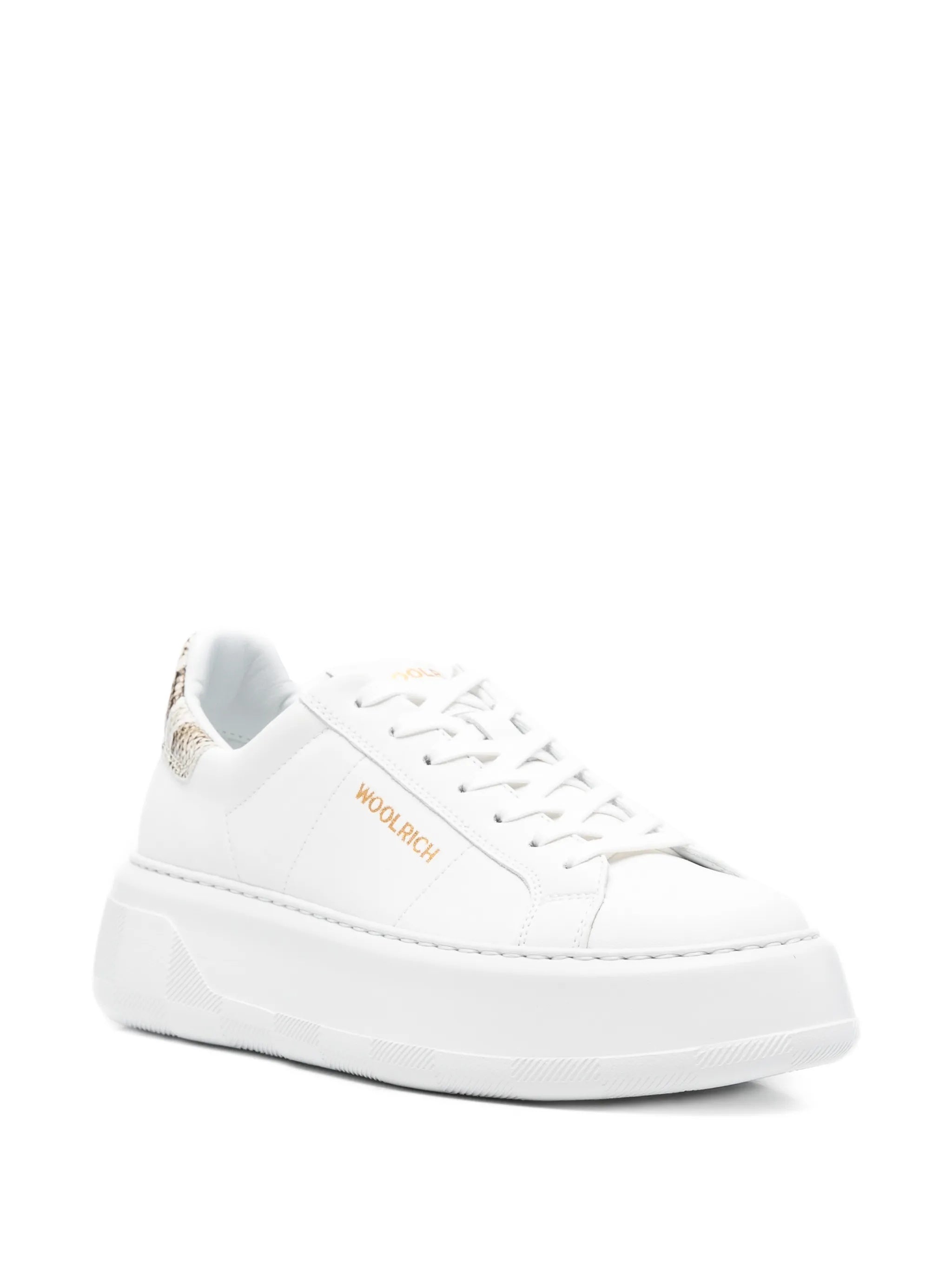 White Chunky Court Calf Pitone Sneakers