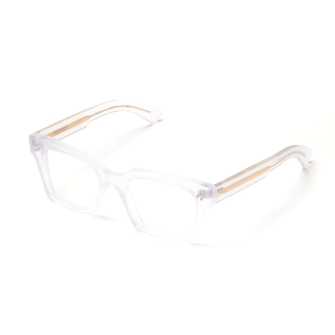 Guapo Transparent Rectangular Frame Eyeglasses with Gold Accents