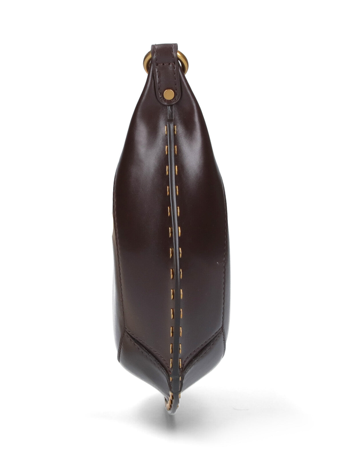Crescent-Shaped Shoulder Bag in Dark Brown Leather