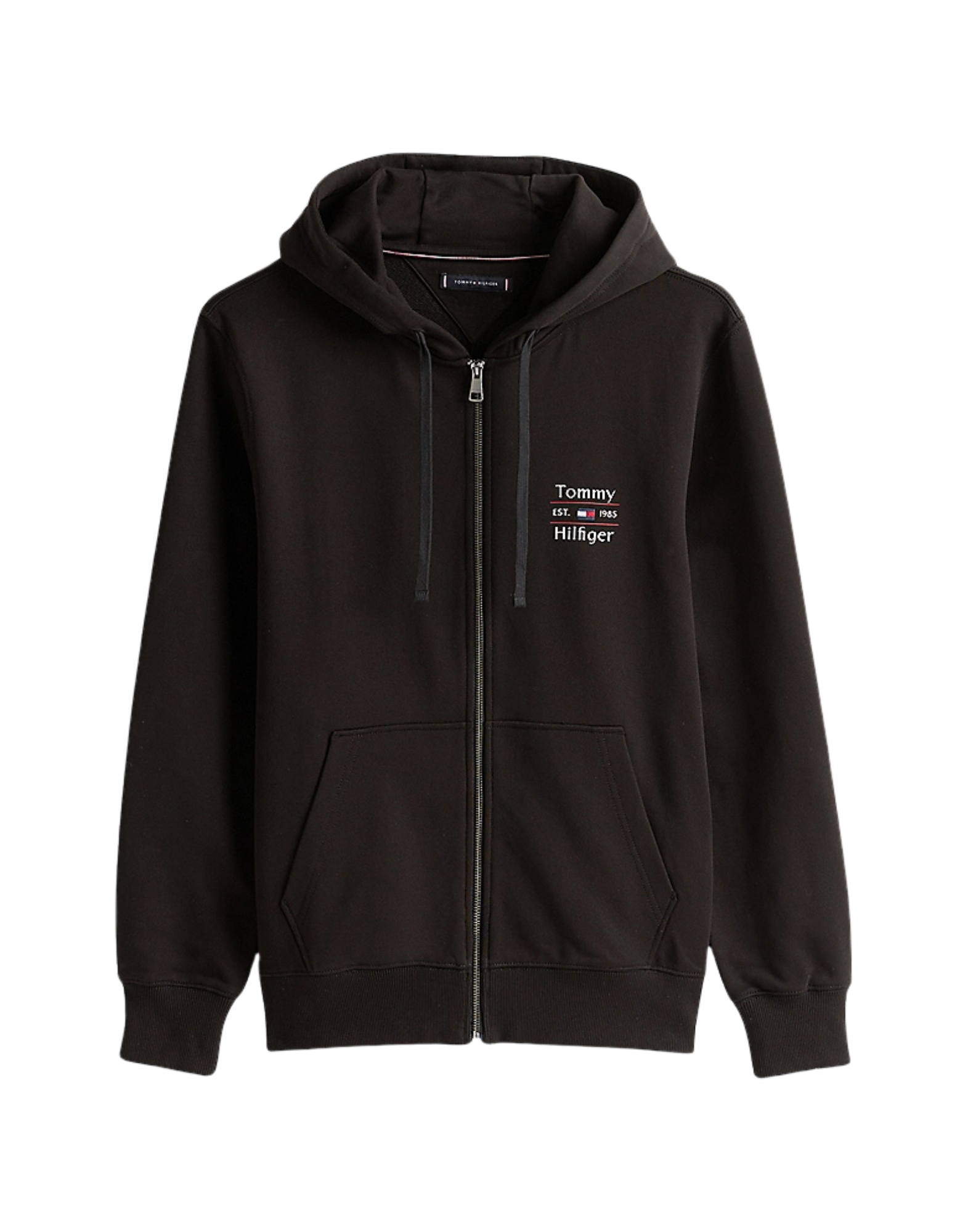Black Cotton Zip-Up Hoodie