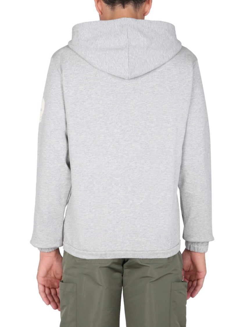Light Grey Sweatshirt With Drawstring Hood