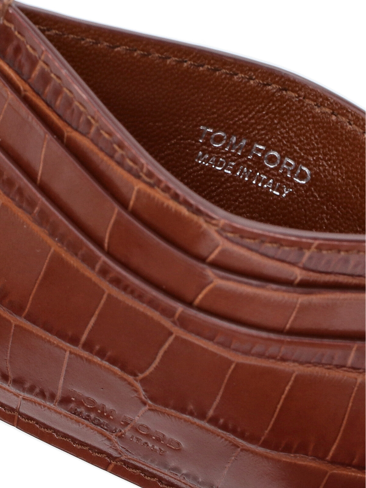 Brown Embossed Leather Card Holder