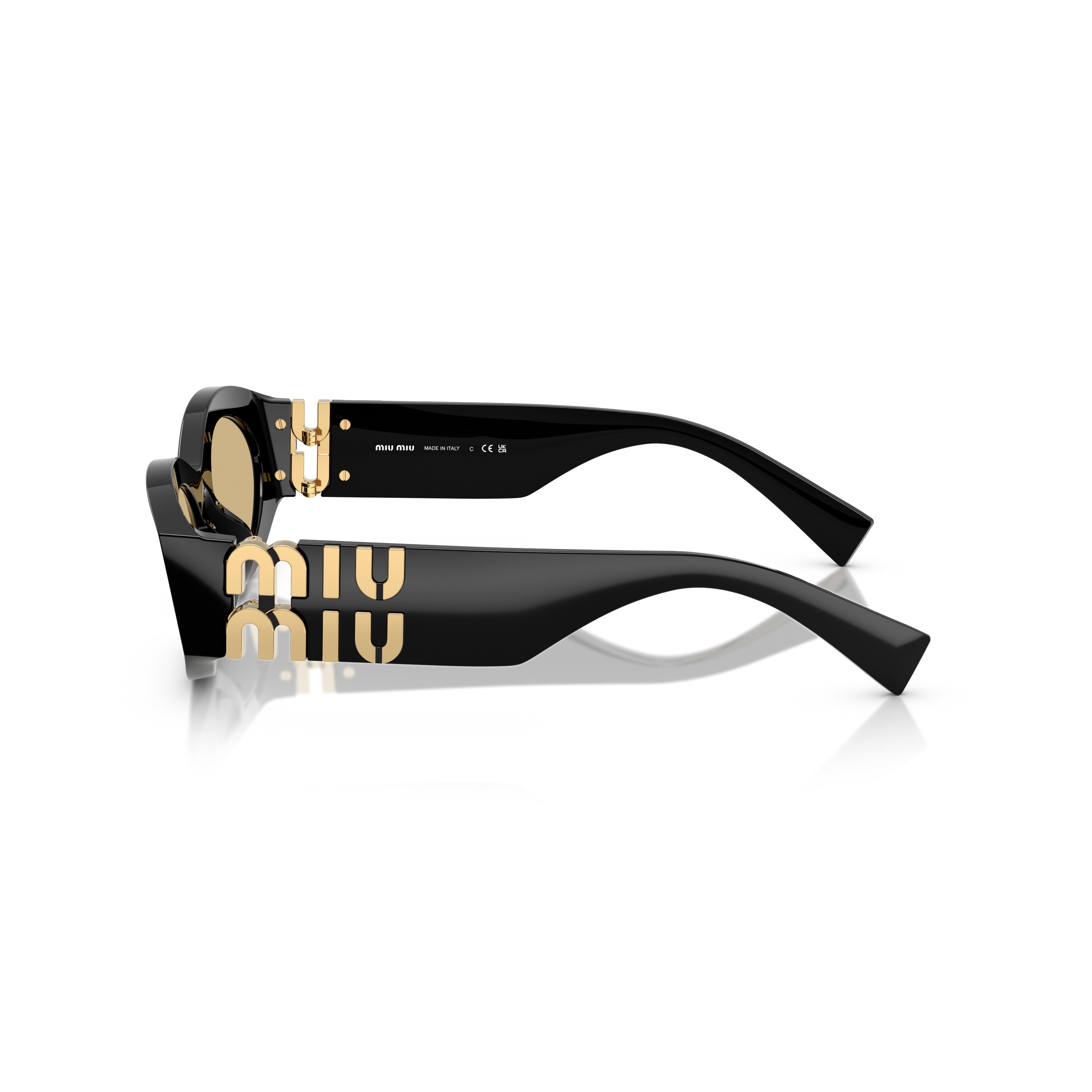 0mu 11ws Glossy Black Acetate Oval Sunglasses