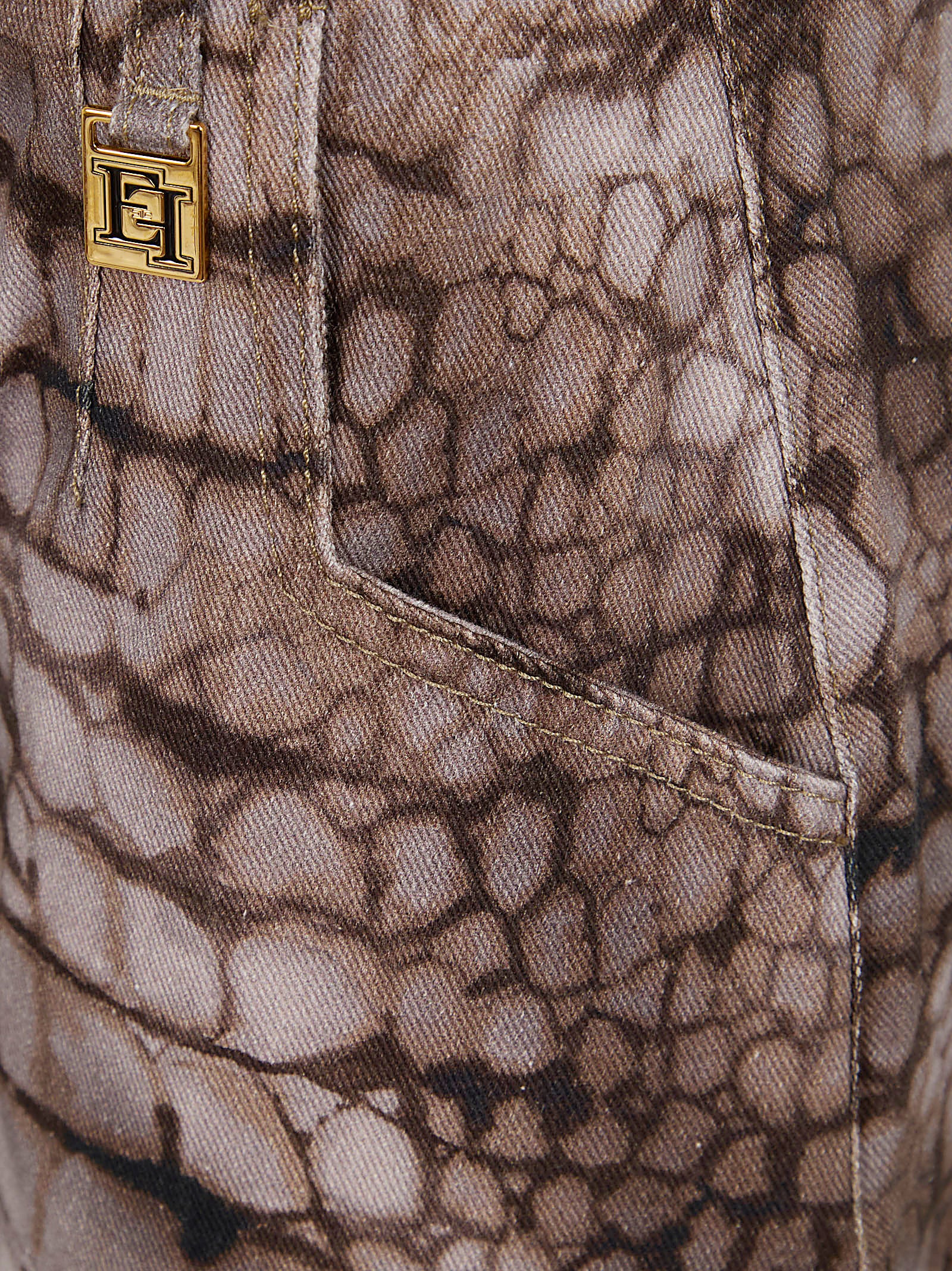 Alligator Print Oversized Drill Trousers