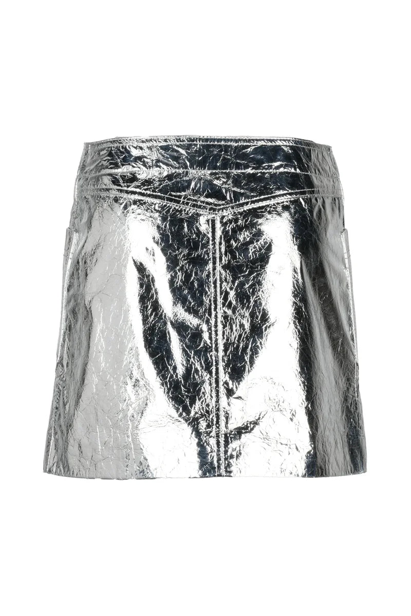 Mini Skirt Leather - Silver