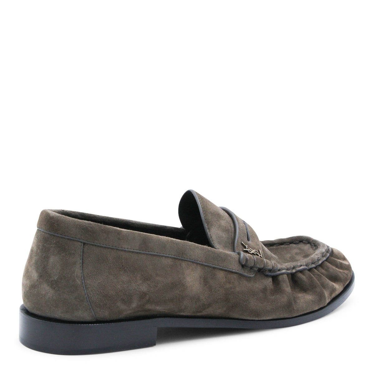 Hand-Stitched Dark Brown Suede Loafers