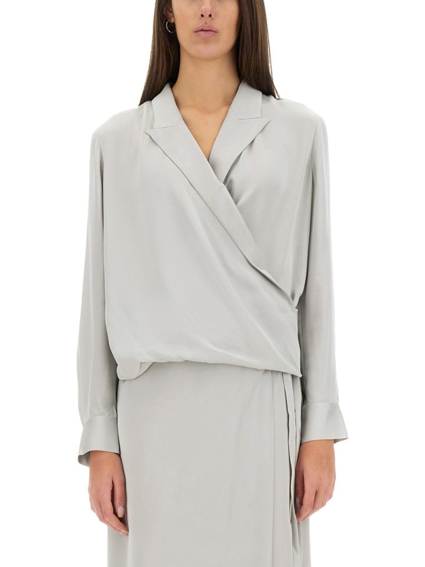 Wrap-Style Silk Shirt
