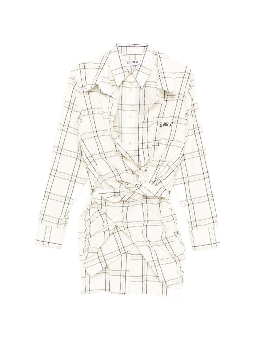 Structured Shirt-Style Dress with Asymmetrical Hem
