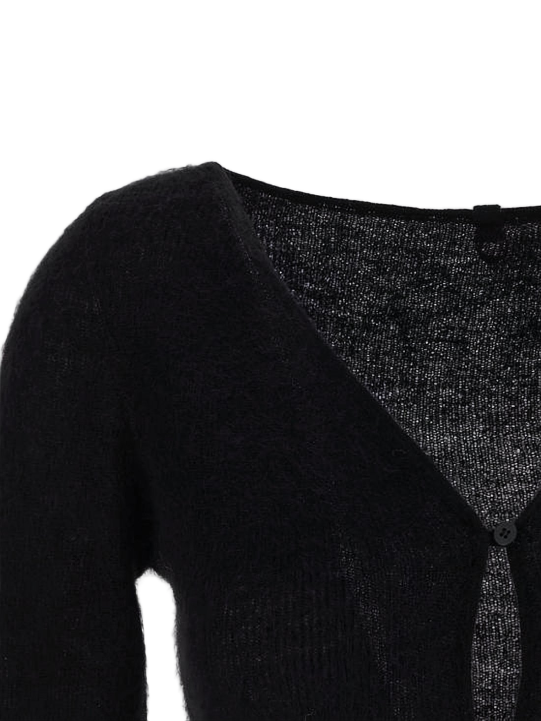 Cropped Cardigan with Deep V-Neckline and Button Closure