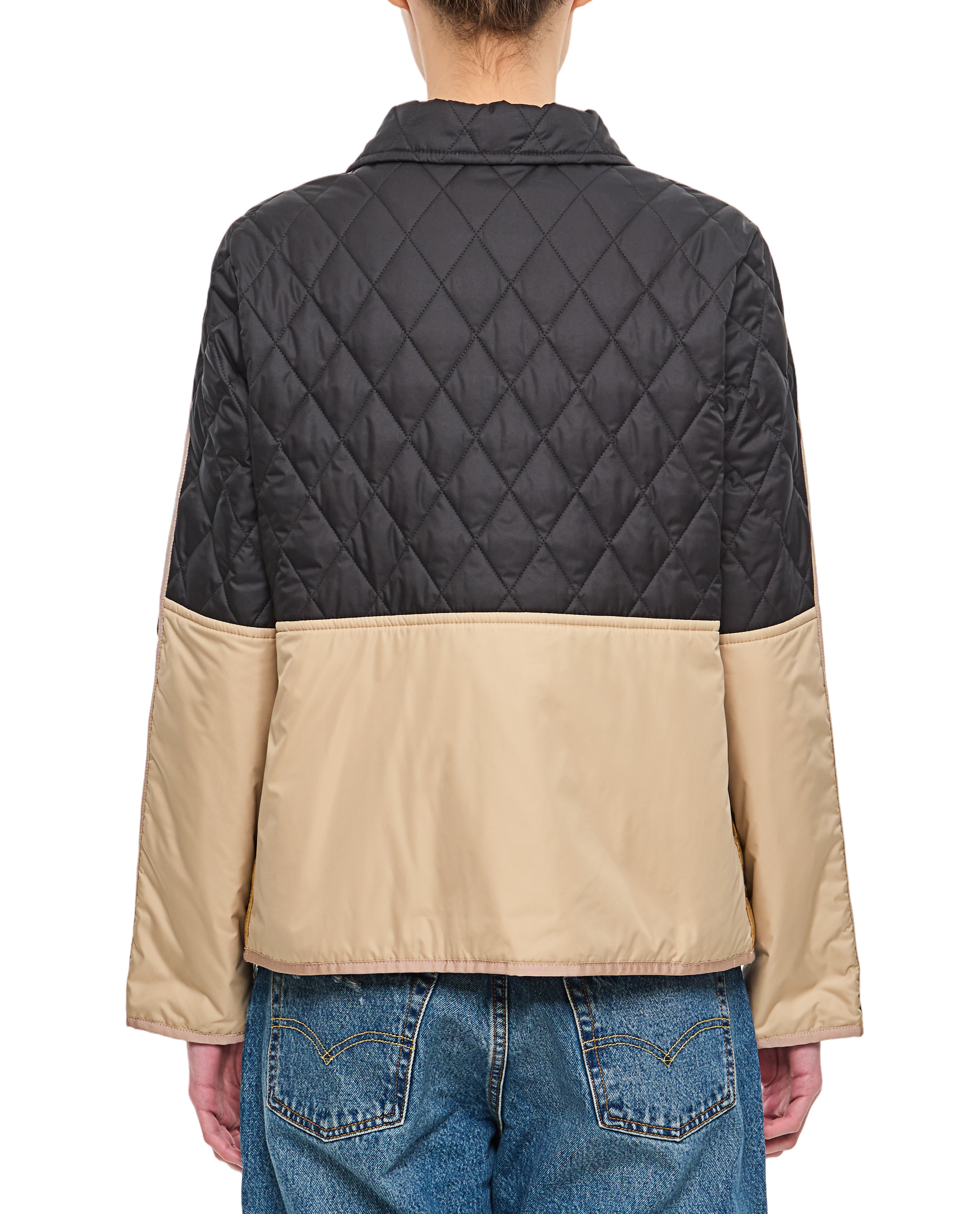 Boxy Quilted Jacket With Color-Blocked Design