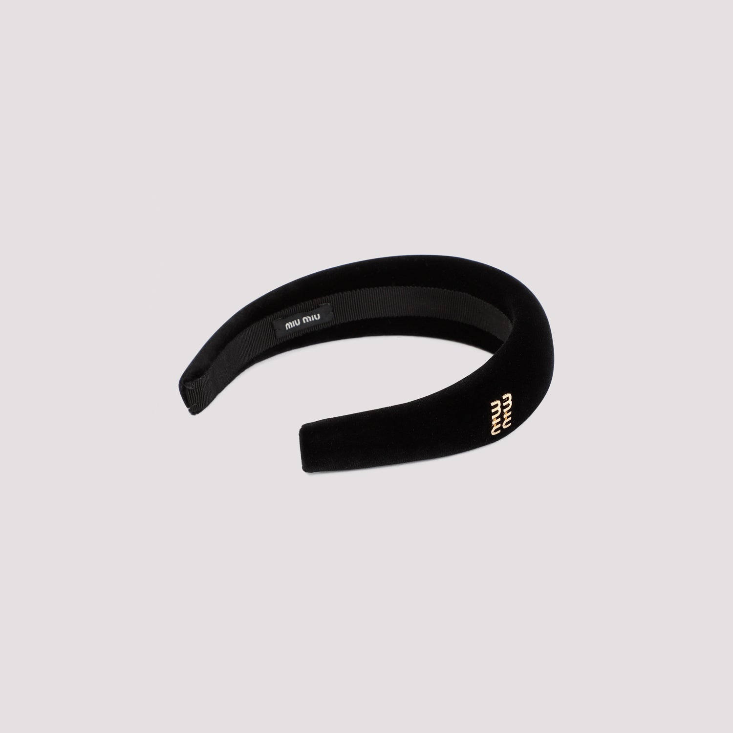 Black Velvet Padded Headband with Fuchsia Accent