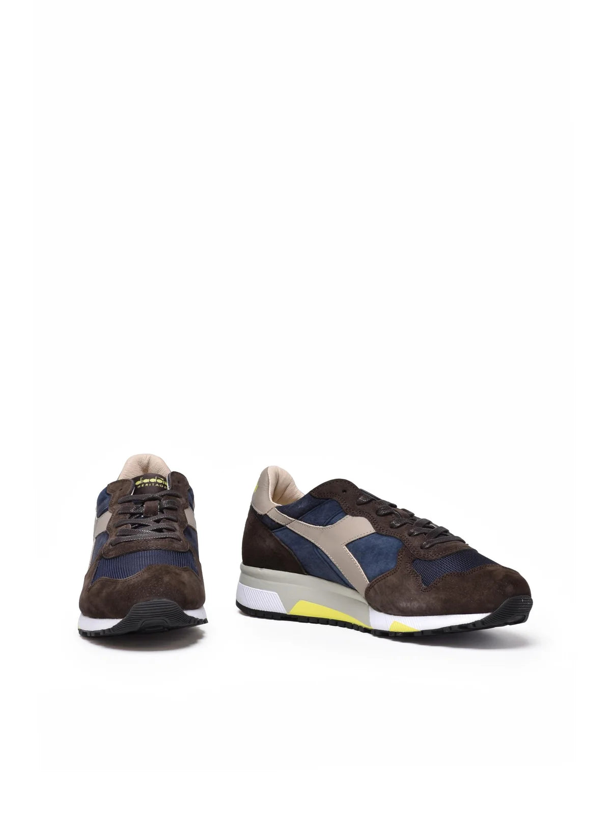 Brown Blue Leather Polyester Suede Sneakers