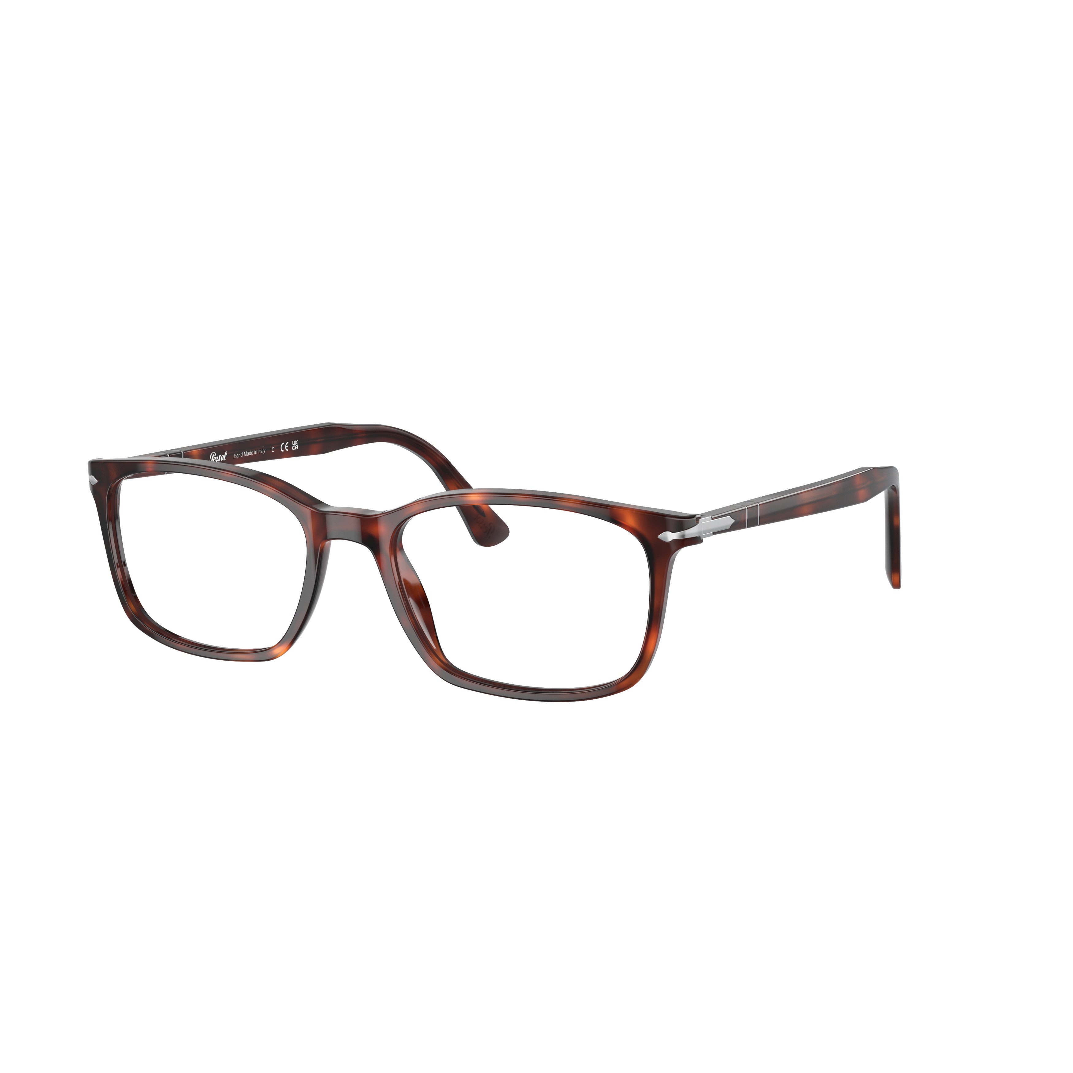 0po3189v Rectangular Tortoiseshell Eyeglasses with Slim Metallic Temples