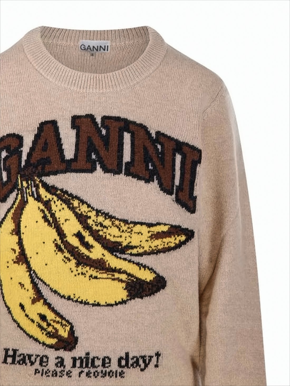 Knit Sweater with Bold Banana Graphic