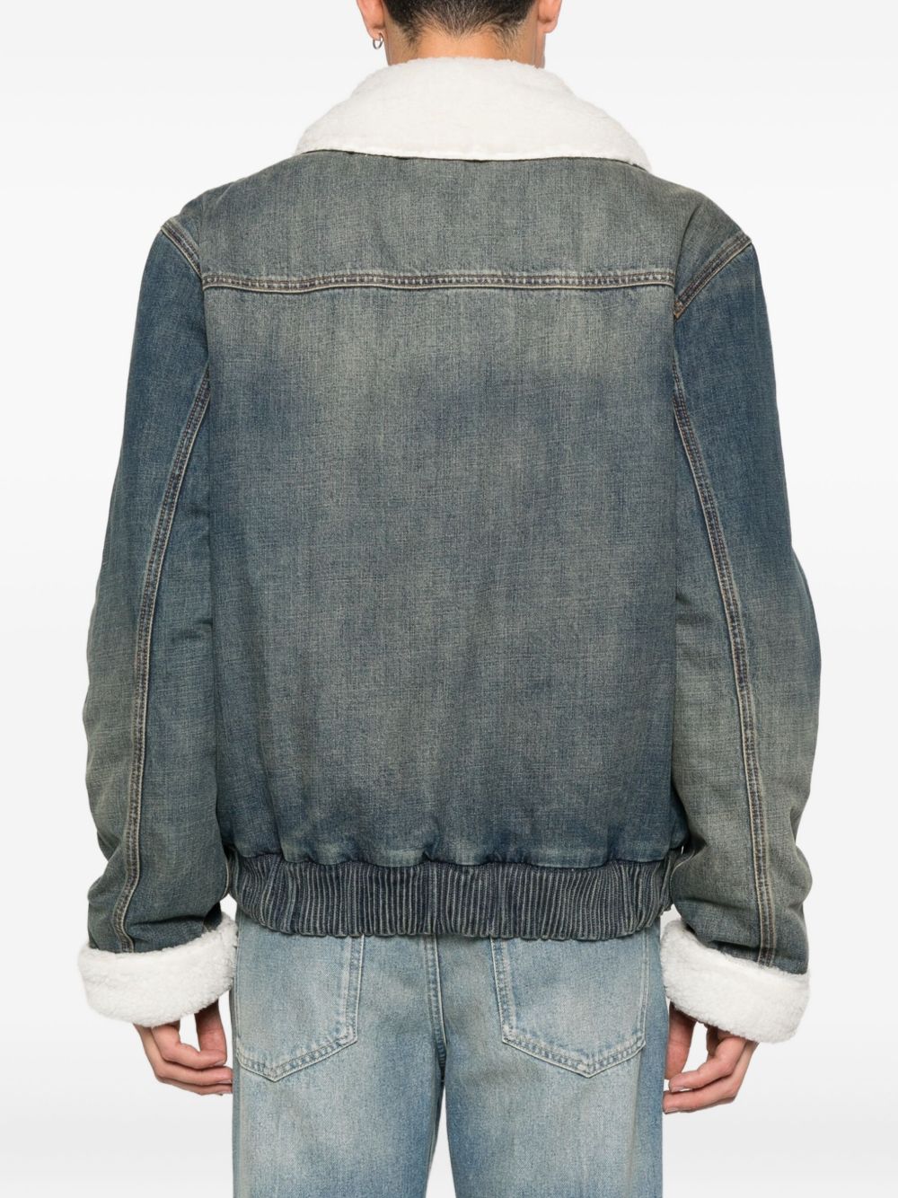 Denim Jacket with Shearling Collar