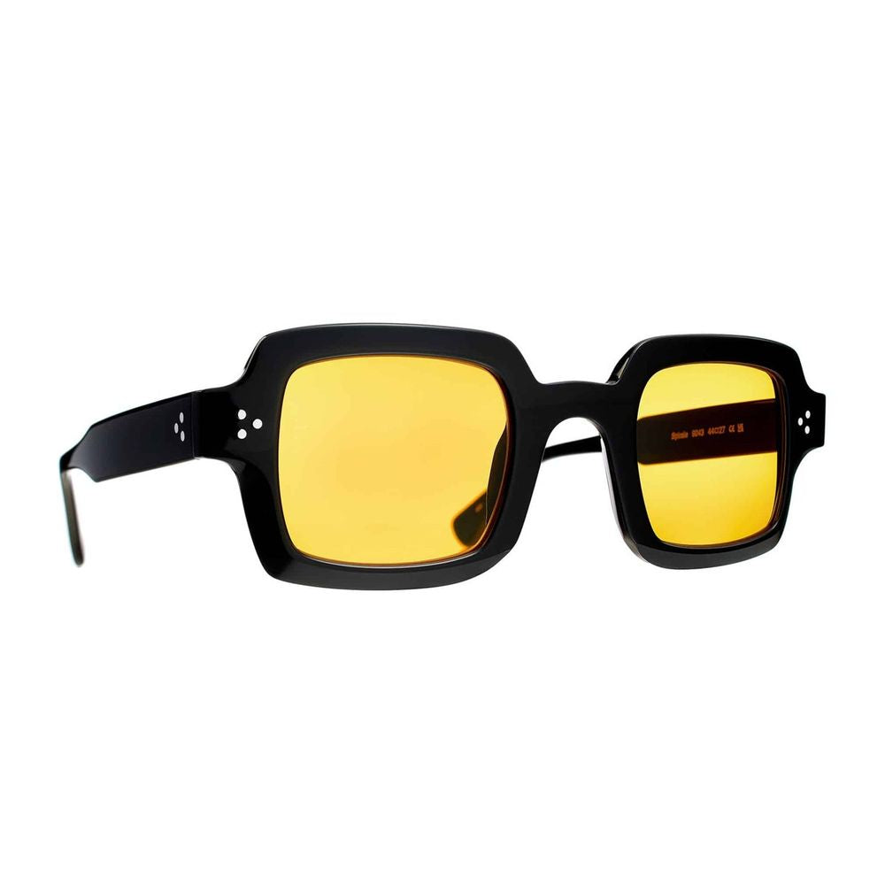 Spiral Height Square Black Acetate Sunglasses