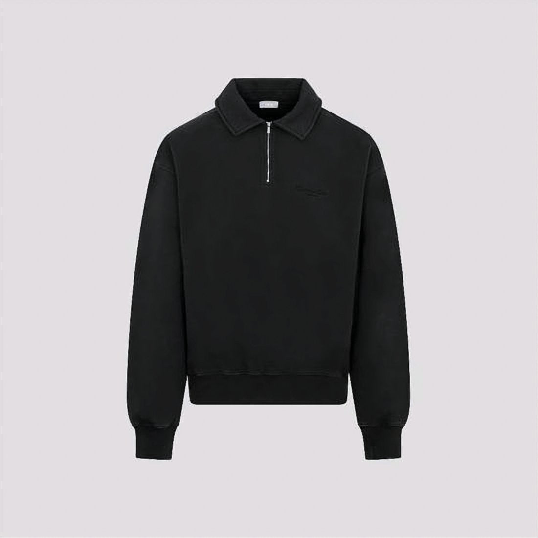 Long-Sleeve Black Shirt with Half-Zip Front