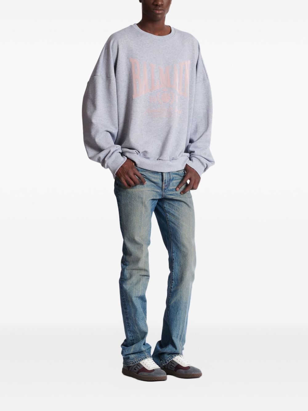 Grey Silk and Nylon Blend Oversized Sweater
