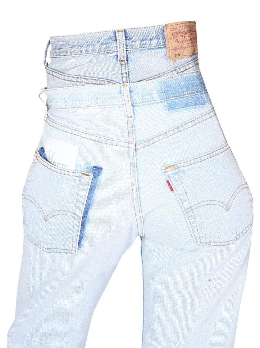 Double-Waisted Light Wash Denim Jeans