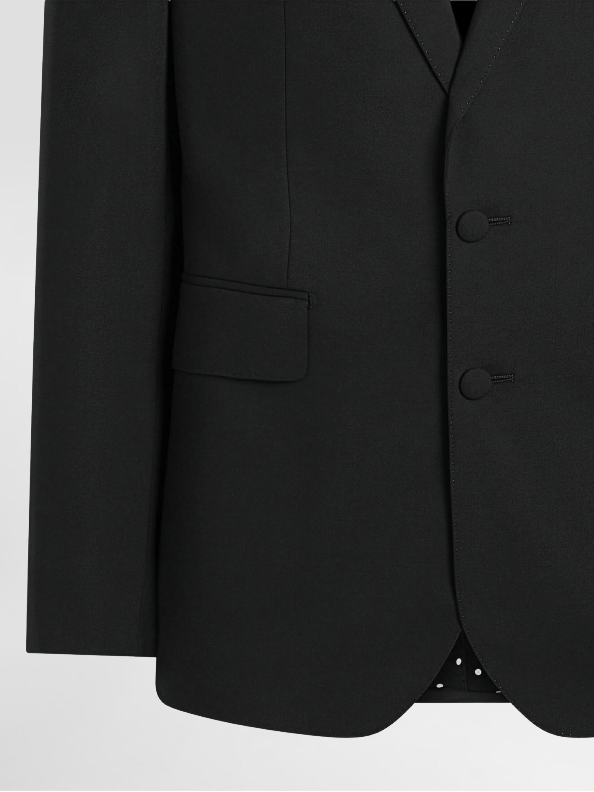 Tailored Black Wool Notch Lapel Blazer