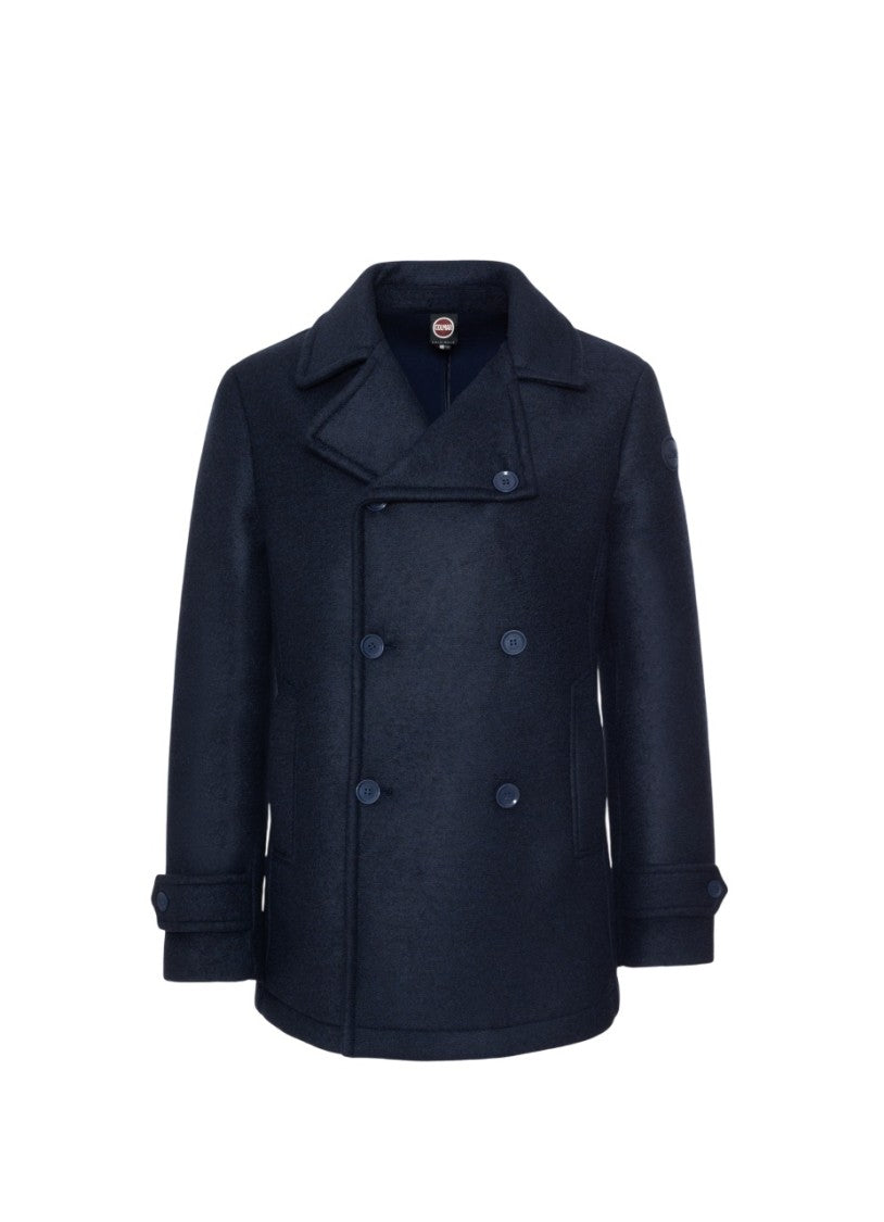 Tailored Double-Breasted Wool Blend Coat