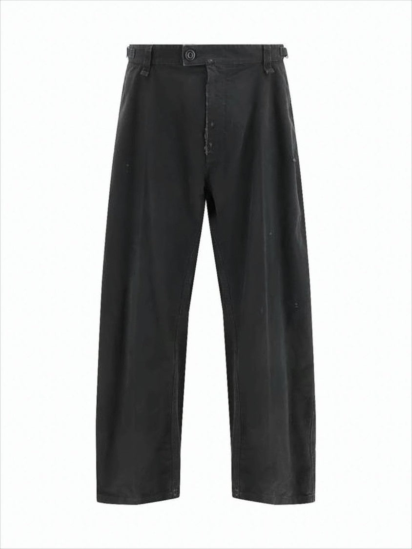Relaxed Fit Black Straight Pants