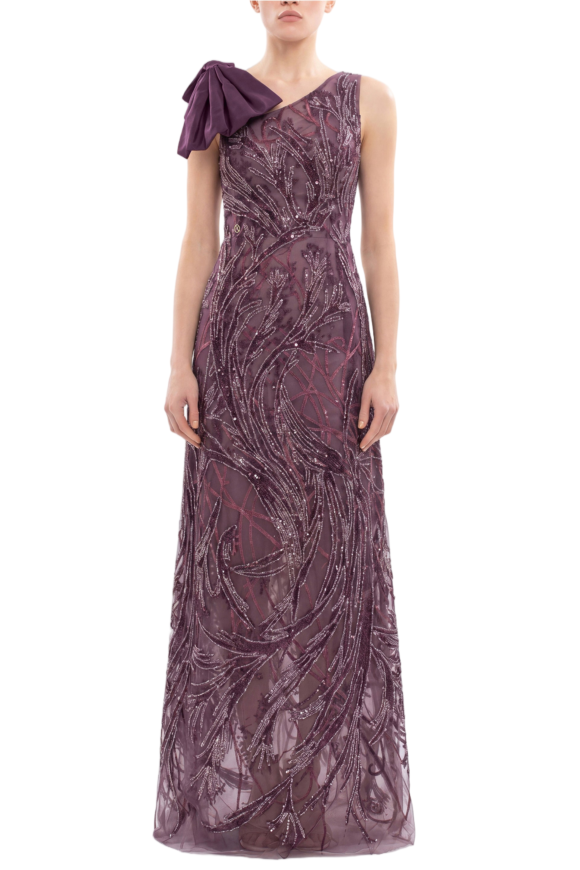 Asymmetrical Embroidered Dress With Bow