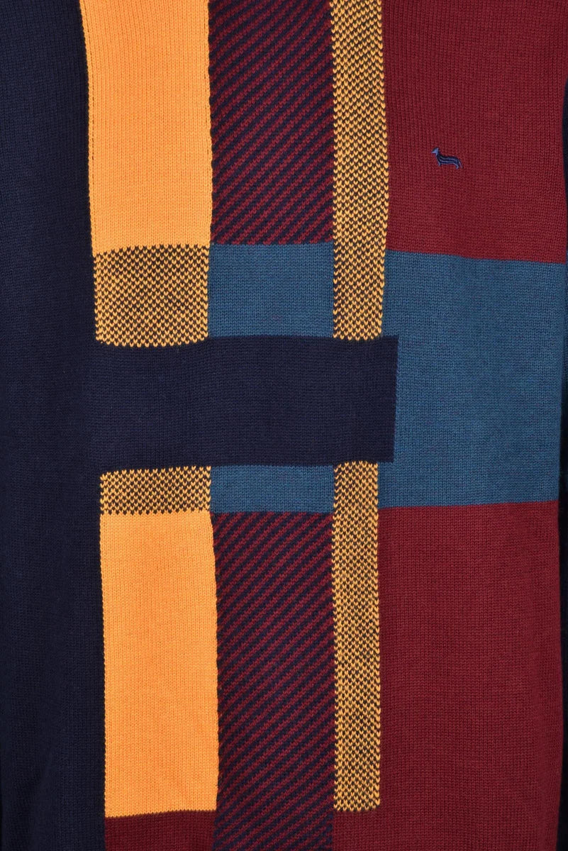 Blue/Bordeaux Wool Polyamide Acrylic Men's Sweater