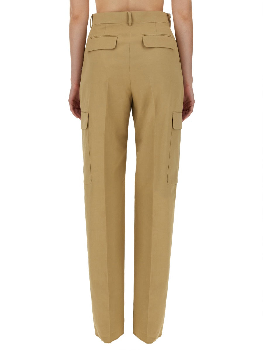 High-Waisted Brown Straight-Leg Cargo Pants