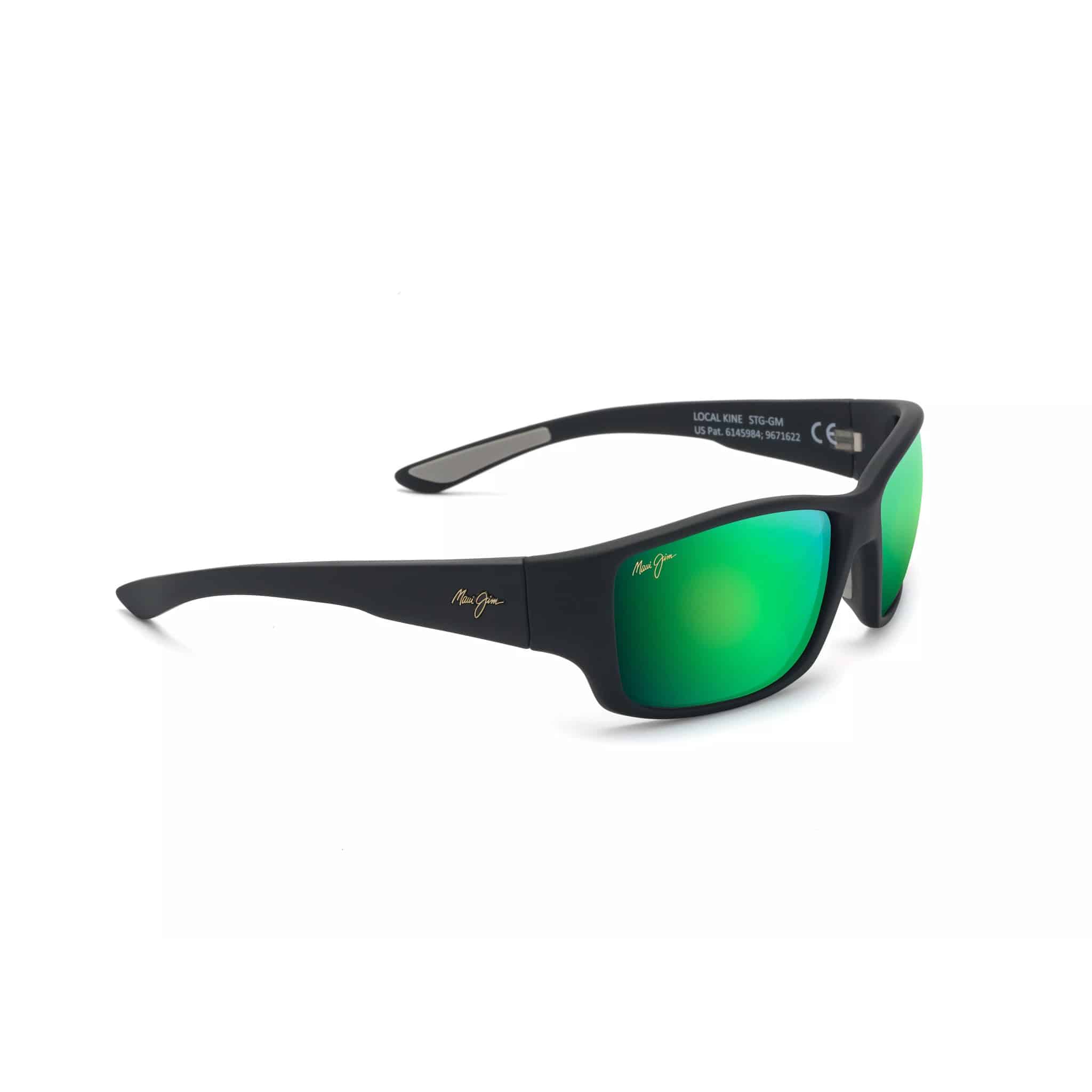 Local Kine Rectangular Frame Sunglasses with Reflective Green Lenses
