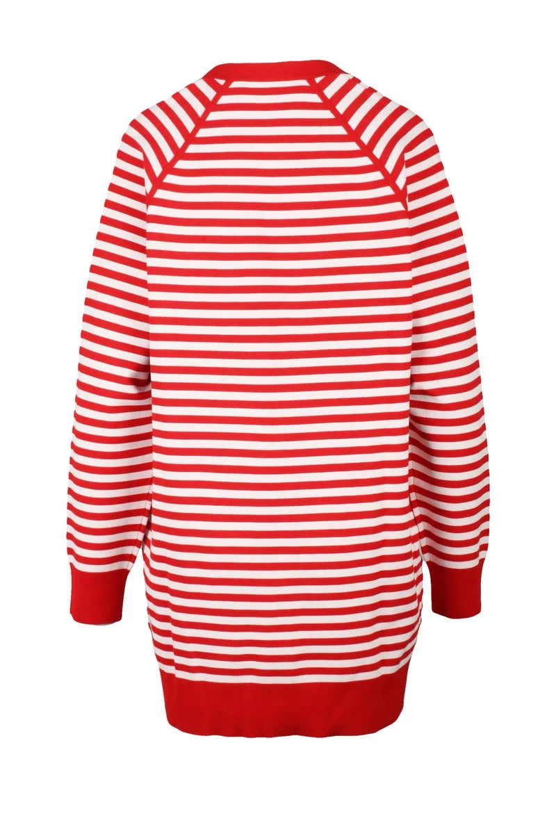 Long Cardigan in Viscose - White/Red