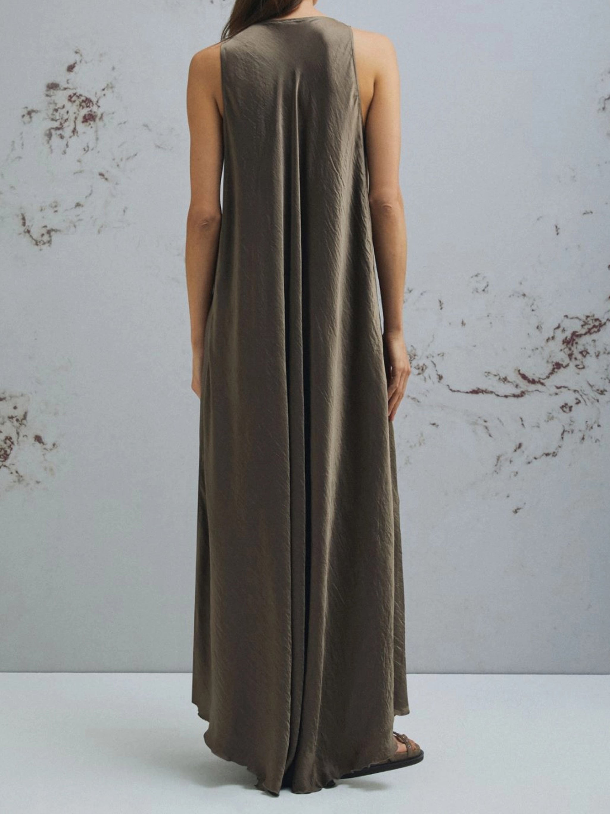 Brown Mlmalcool Flowing Sleeveless Acetate Dress
